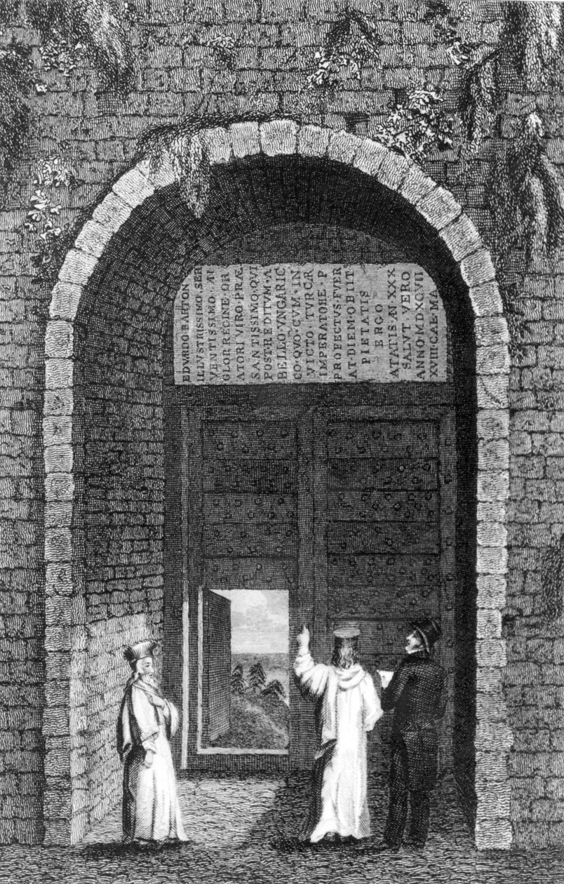 英国大使爱德华巴顿（d.1597）在王子群岛修道院大门上的墓碑，1836年由罗伯特沃尔什居住在君士坦丁堡的住所 作者 英语学校