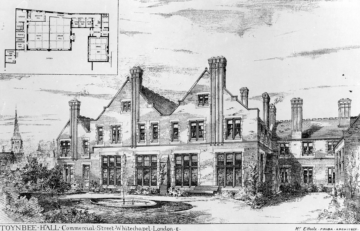 Toynbee Hall，来自建筑师的插图，1885年2月14日 作者 英语学校