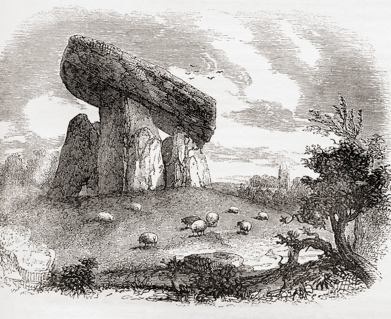 英格兰康沃尔的巨石墓 Trethevy Quoit，摘自《古老的英格兰》：图画博物馆》，1847 年出版。1847 作者 英语学校