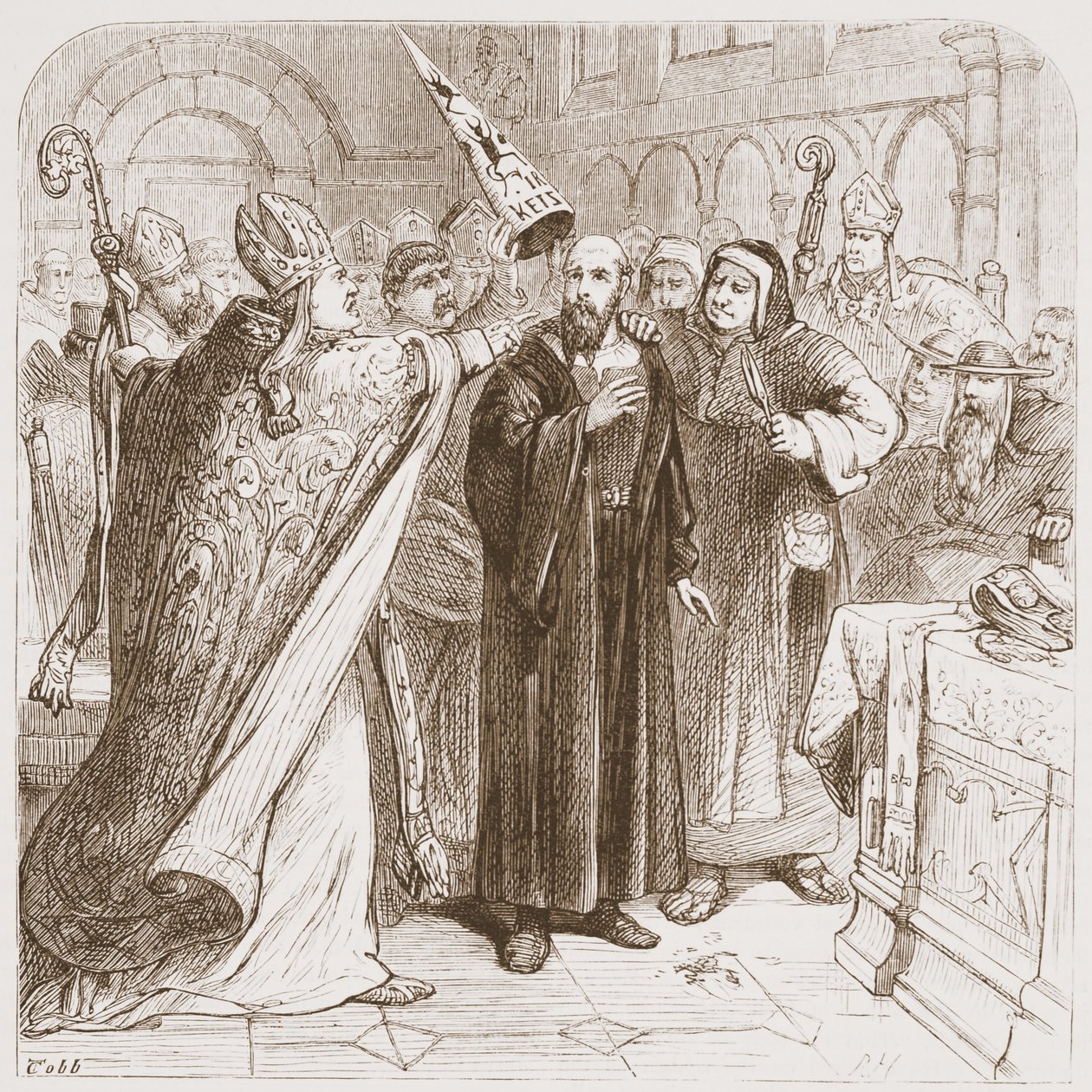 Huss的审判：贬低烈士，James Aitken Wylie（1808-1890），酒吧的新教历史插图。 1878年 作者 英语学校