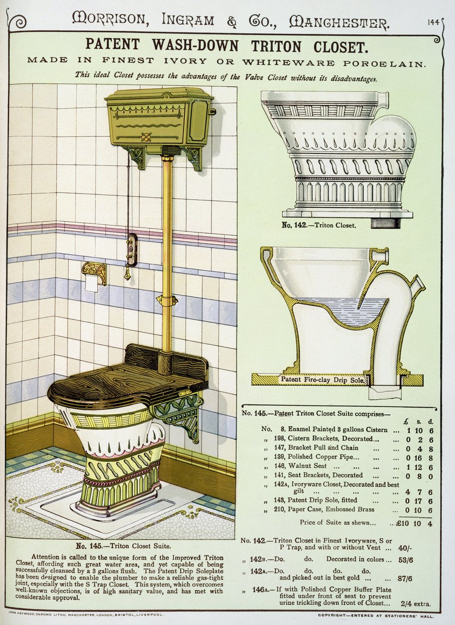 Triton Closet来自莫里森，英格拉姆，曼彻斯特的卫生洁具目录，出版于1890年 作者 英语学校