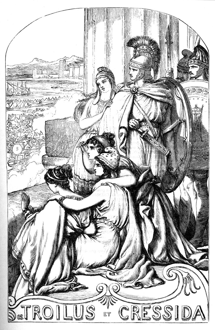 特洛伊罗斯和克雷西达》--《威廉-莎士比亚作品全集》中的插图，1866年--该版本的插图和一般形式借用了伦敦出版的卡塞尔的《莎士比亚插图》。 作者 英语学校
