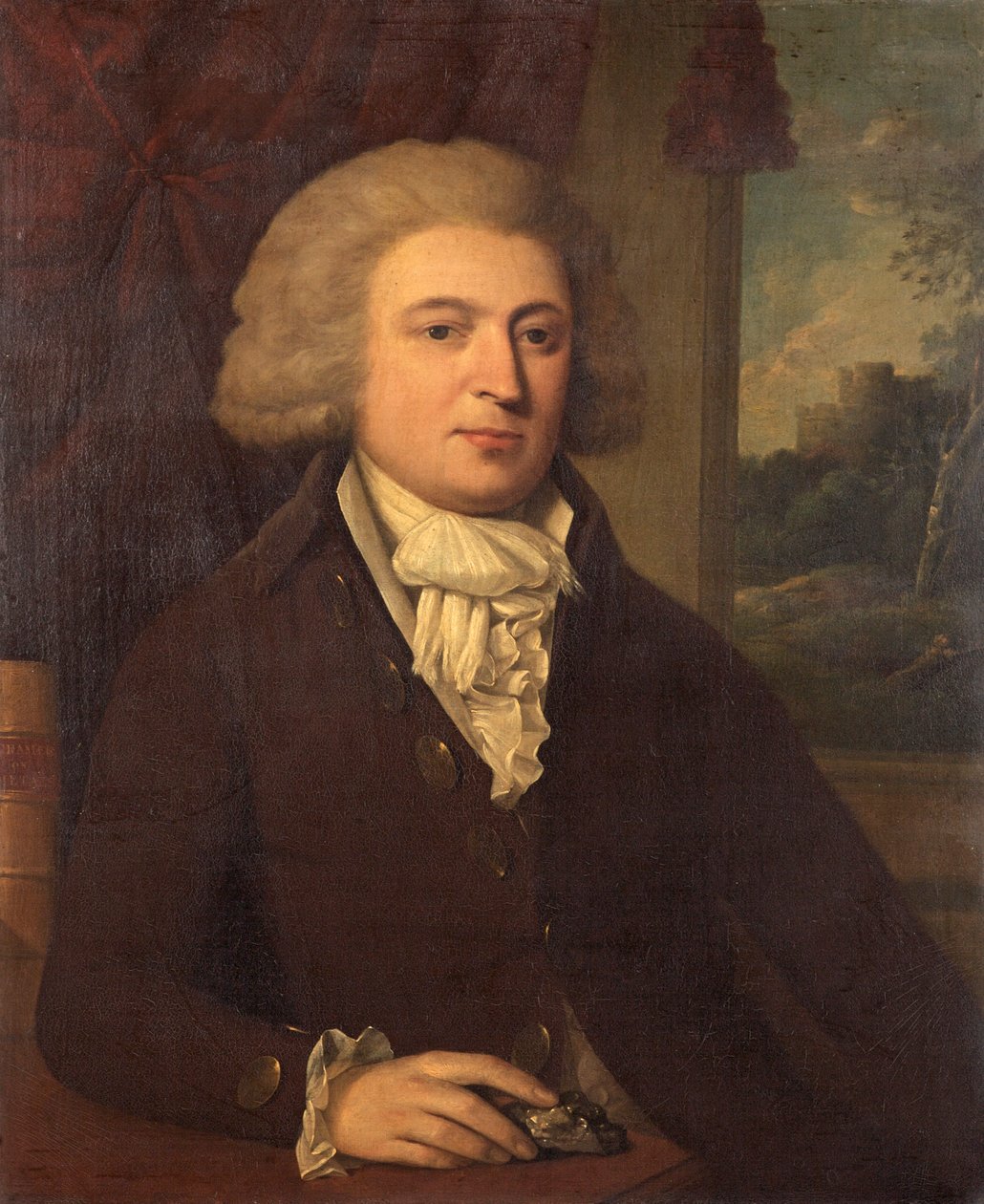 未知的绅士与矿物标本，c.1790 作者 英语学校