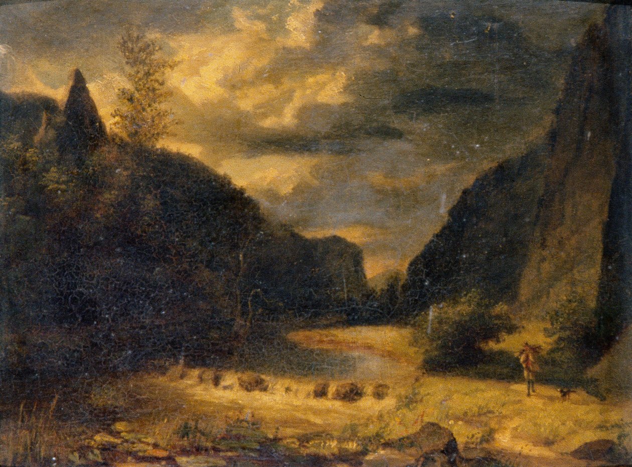 山谷风景，约 1850 年（木板油画） 作者 英语学校