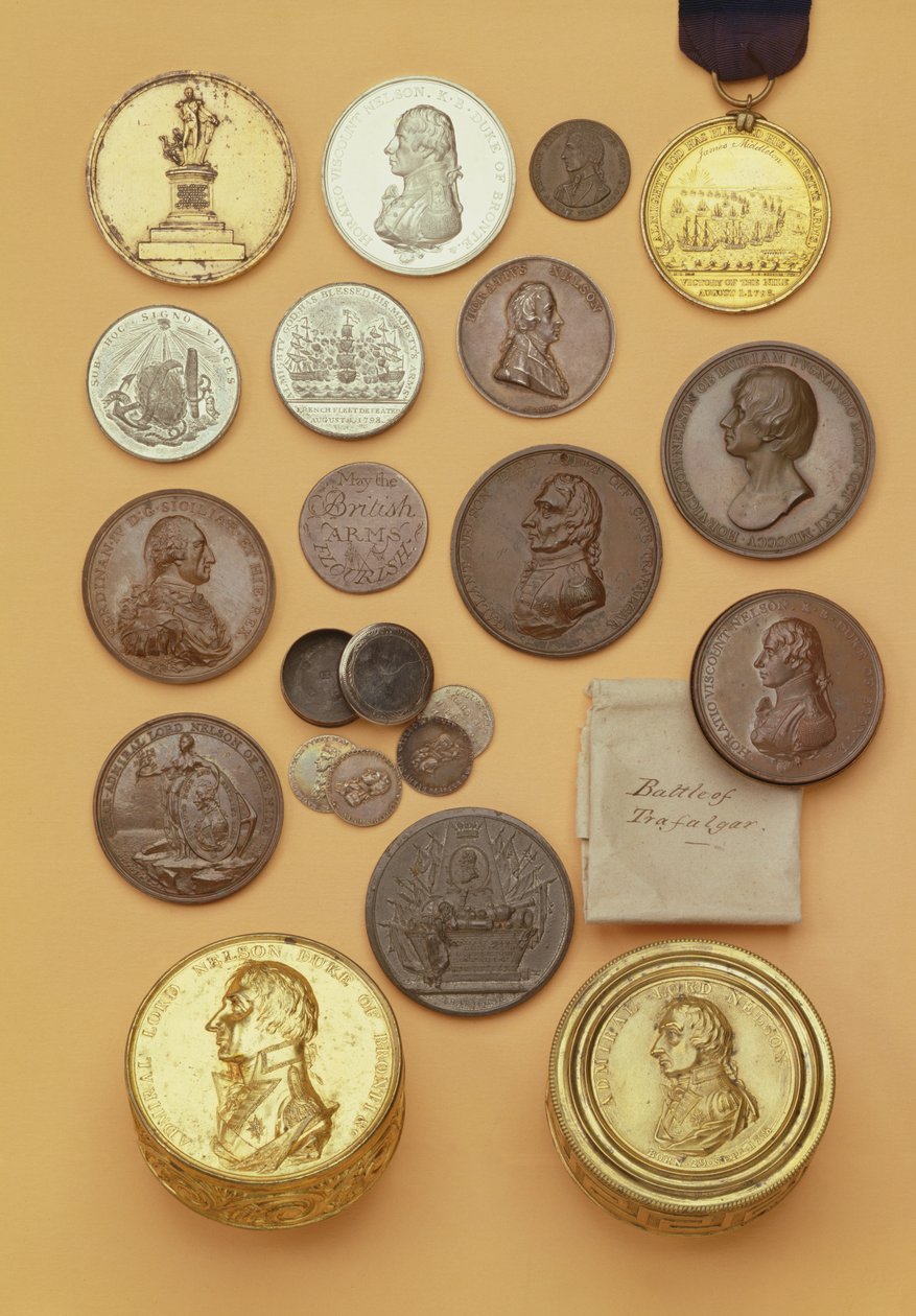 与海军上将尼尔森勋爵有关的各种奖章，1798-1805（金属） 作者 英语学校