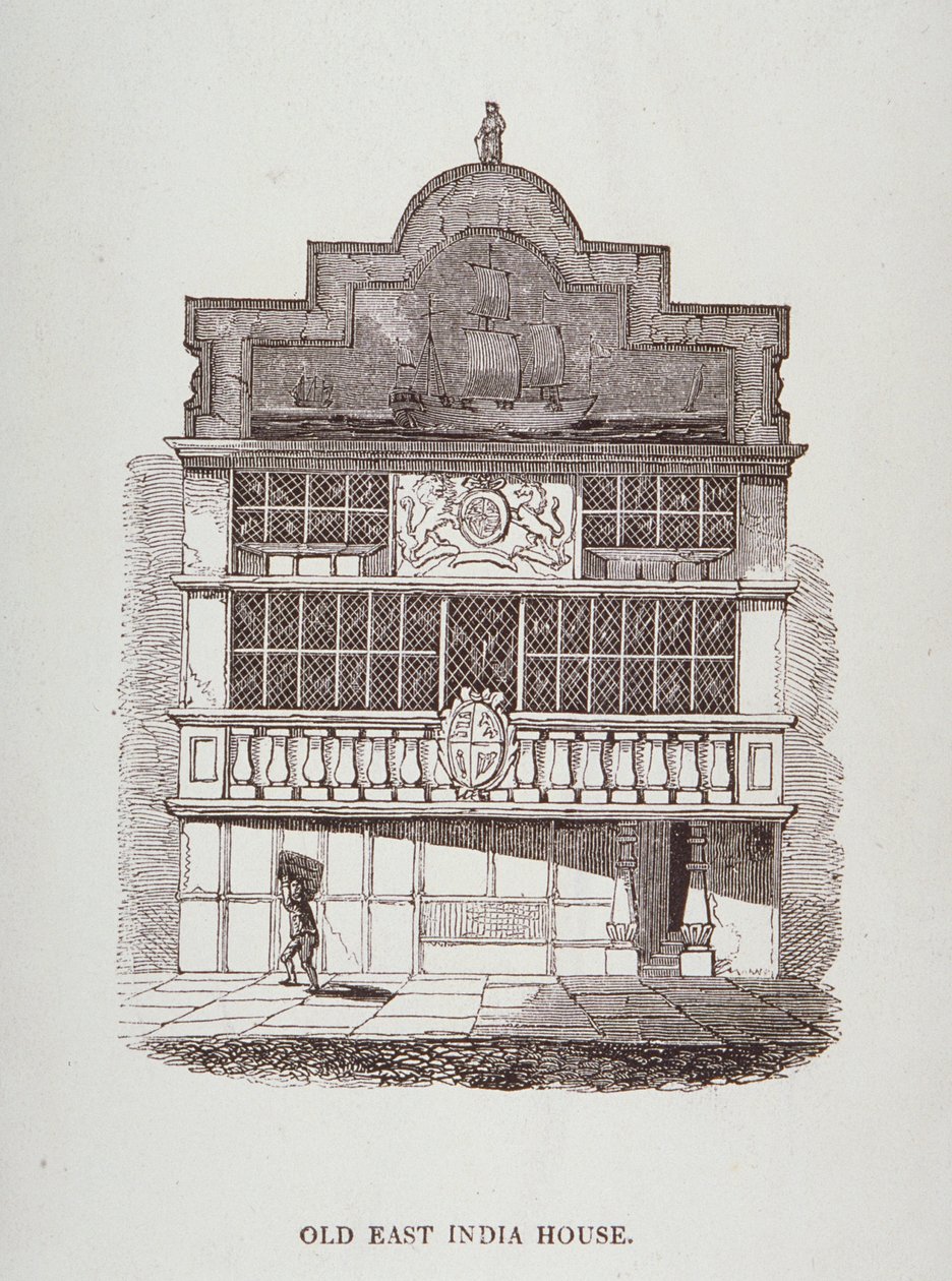 东印度议院看法，有在前面的图，c.1700 作者 英语学校