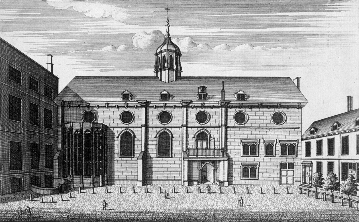 杂货店大厅的视图当时它安置了英格兰银行，c.1730 作者 英语学校