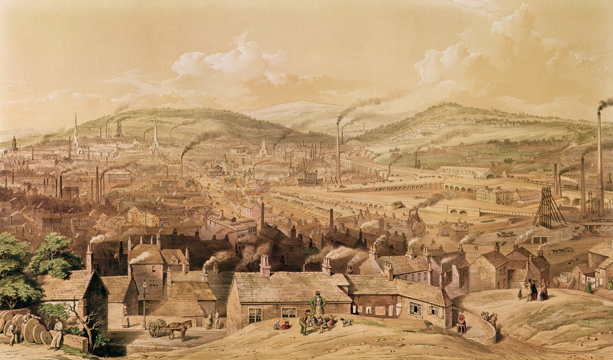从东南部的工业谢菲尔德看法由威廉Ibbit，1854 作者 英语学校
