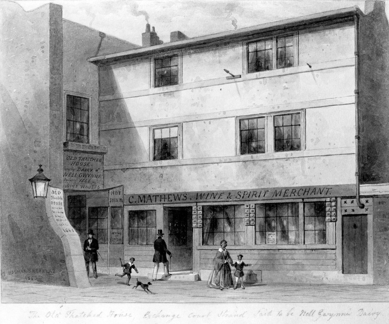 观点的老茅屋，交换法院，1853年 作者 英语学校