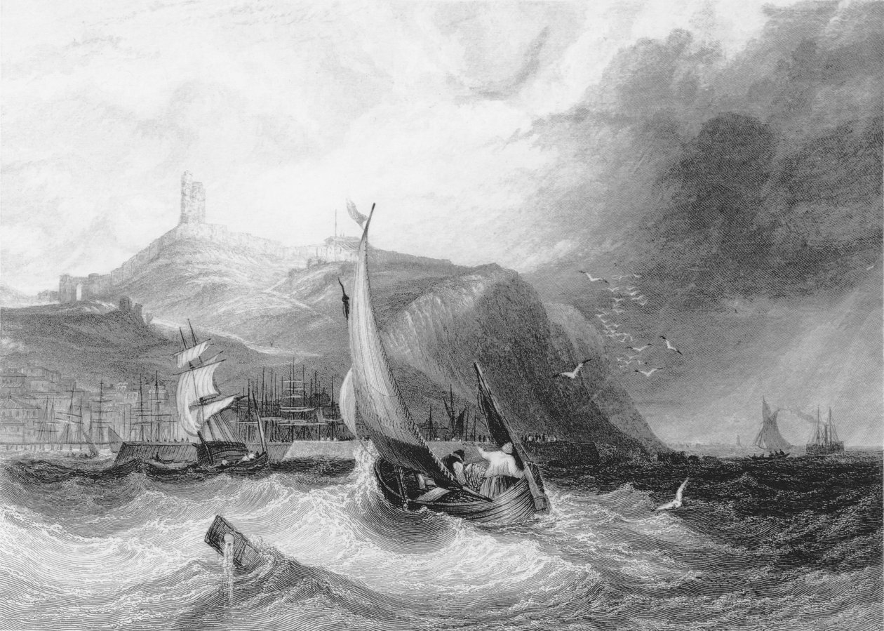 斯卡伯勒城堡看法从海的，1894年 作者 英语学校