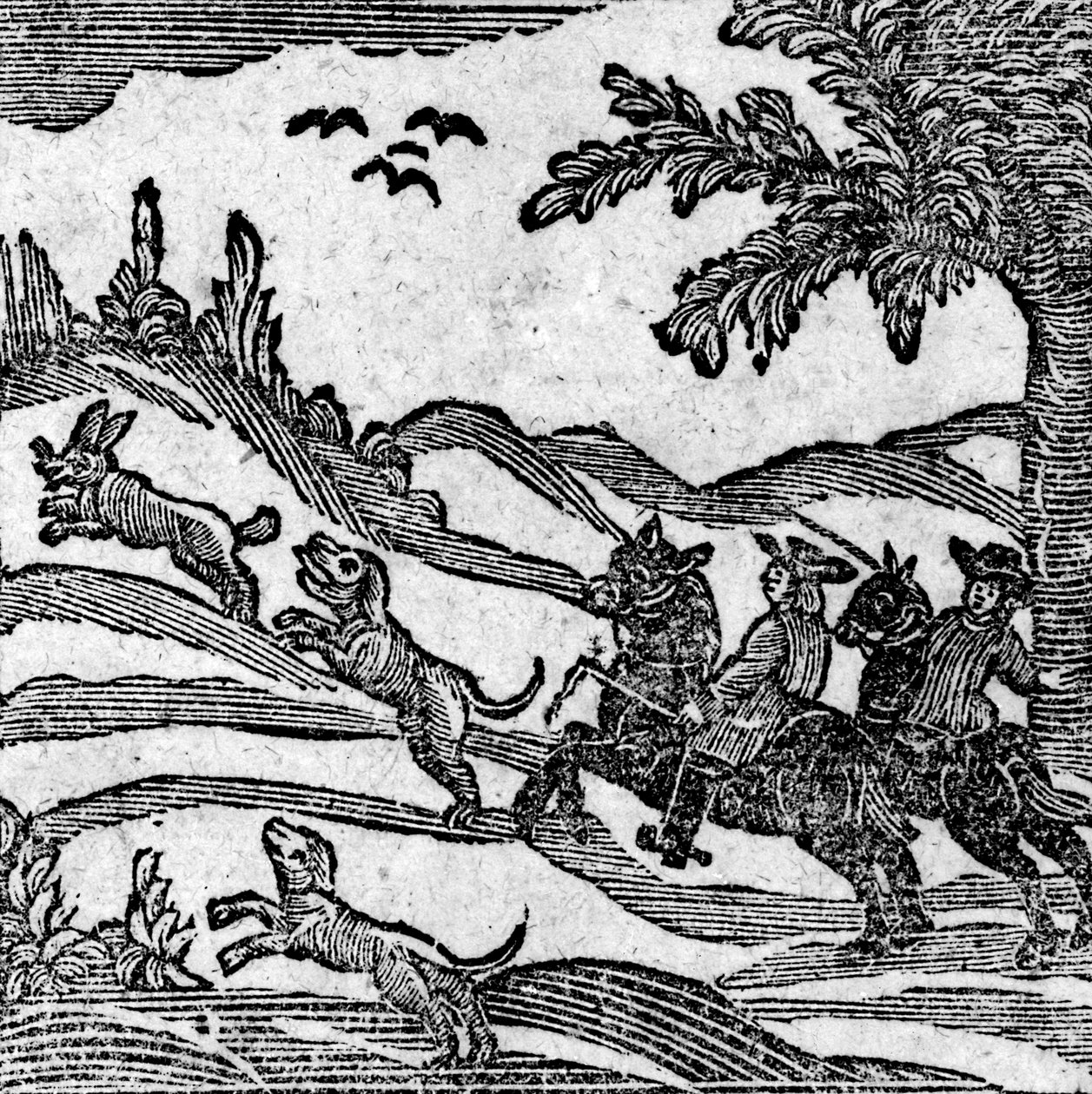 狩猎场景的视图，来自&39;Rox of Roxburghe Ballads&39; 作者 英语学校
