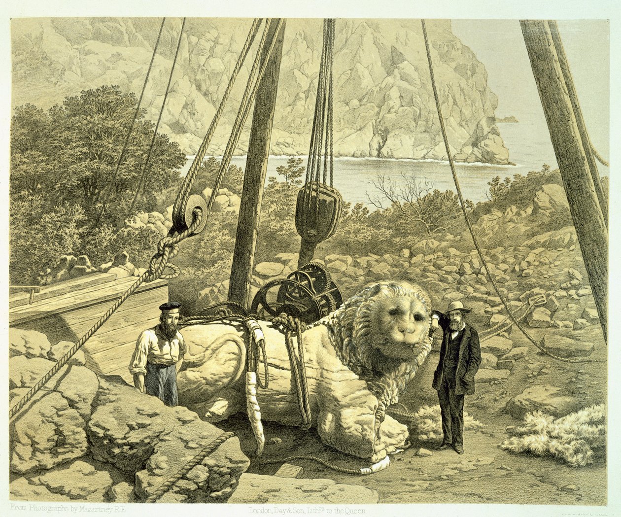 查尔斯·托马斯·牛顿（1816-94）于1862年出版的一只巨大的狮子被抬起来的视图，来自Helicarnassus，Cnidus和Branchidae的发现史 作者 英语学校