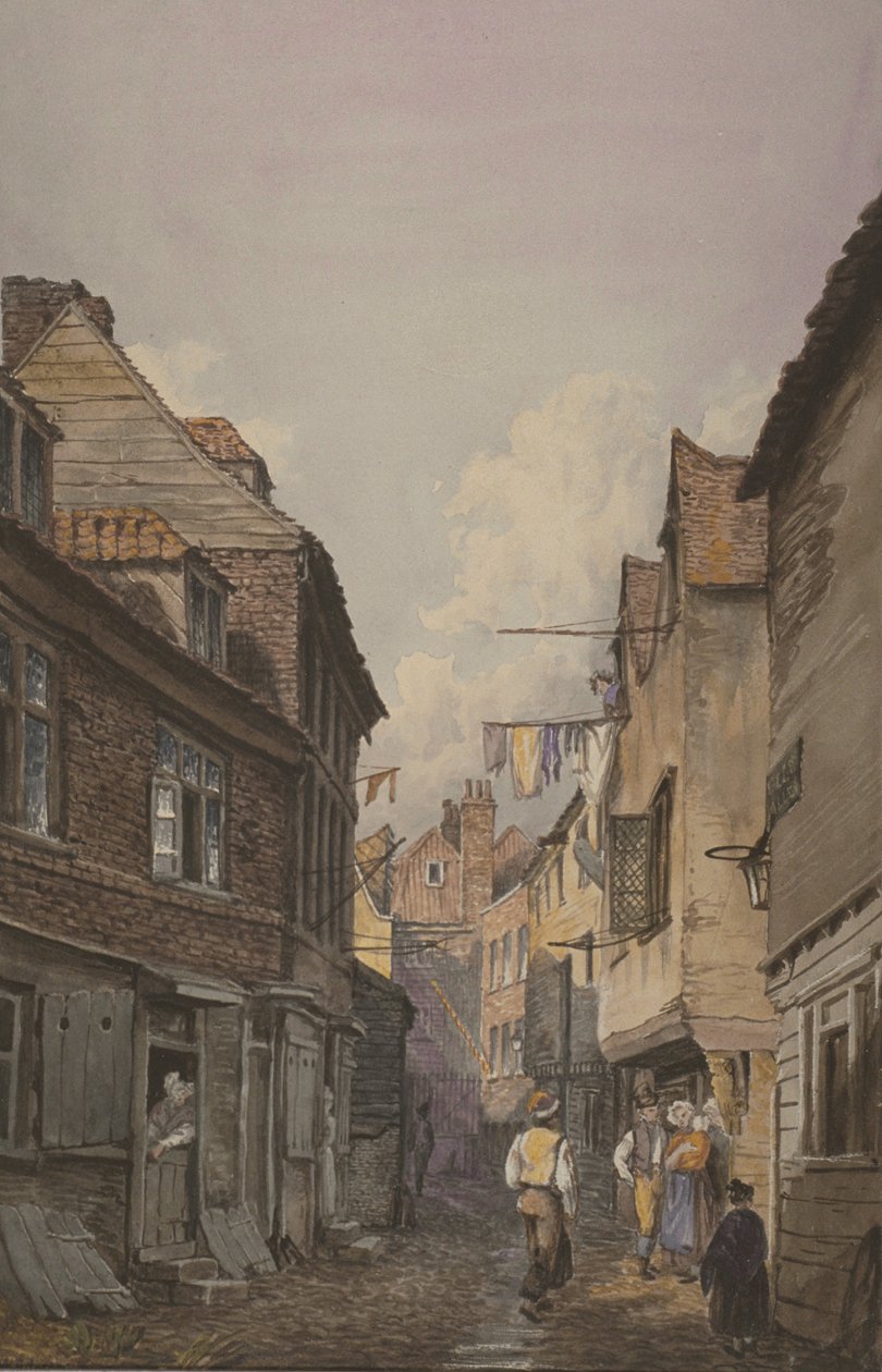 Glean Alley，Bermondsey，1825年的数字视图（wc在纸上） 作者 英语学校
