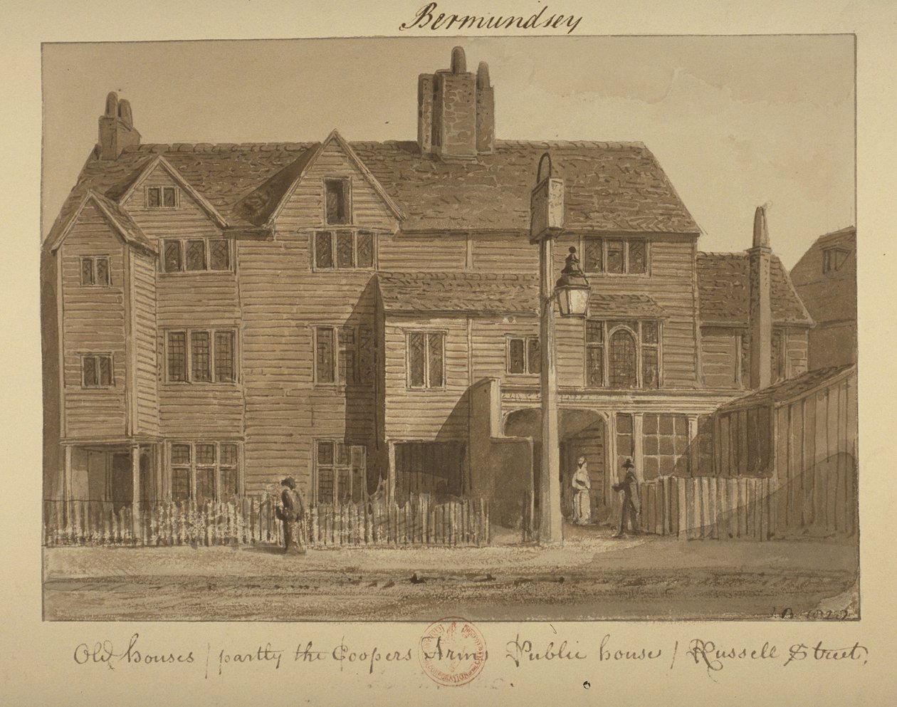 Coopers Arms Inn酒店，罗素街，1828年（纸上洗） 作者 英语学校