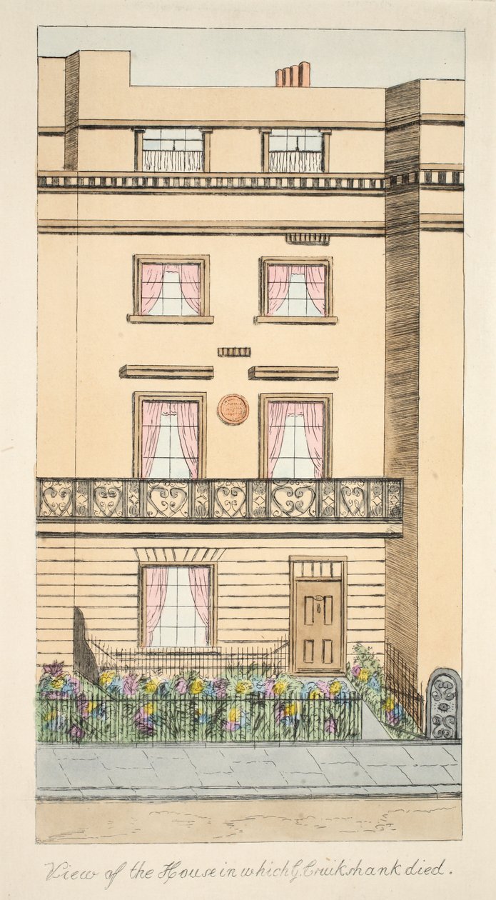 View of the House in which George Cruikshank died, pub. c.1878 (hand coloured engraving) 作者 英语学校
