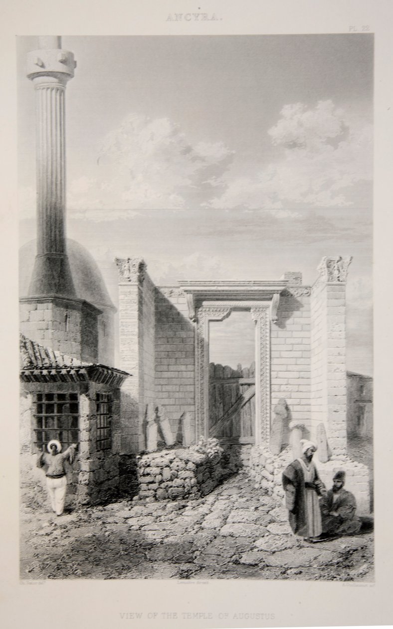 奥古斯都神庙的景色，出版。1863年石版画。 作者 英语学校