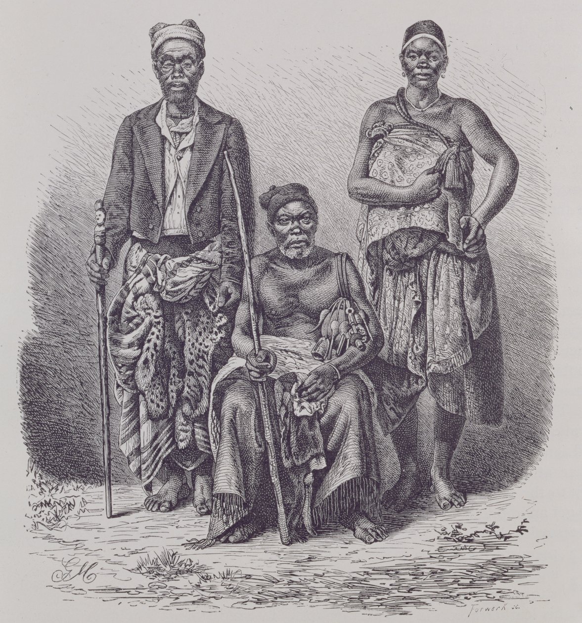 Loango Coast的村长，妻子和高官，来自Falkenstein博士的照片，来自“人类的历史”，第1卷，由Friedrich Ratzel教授，1896年 作者 英语学校