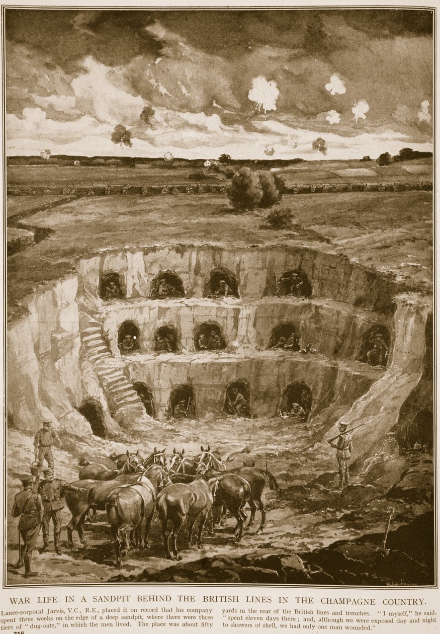 战争生活在香槟国家的英国线后面的沙坑，1914-19 作者 英语学校