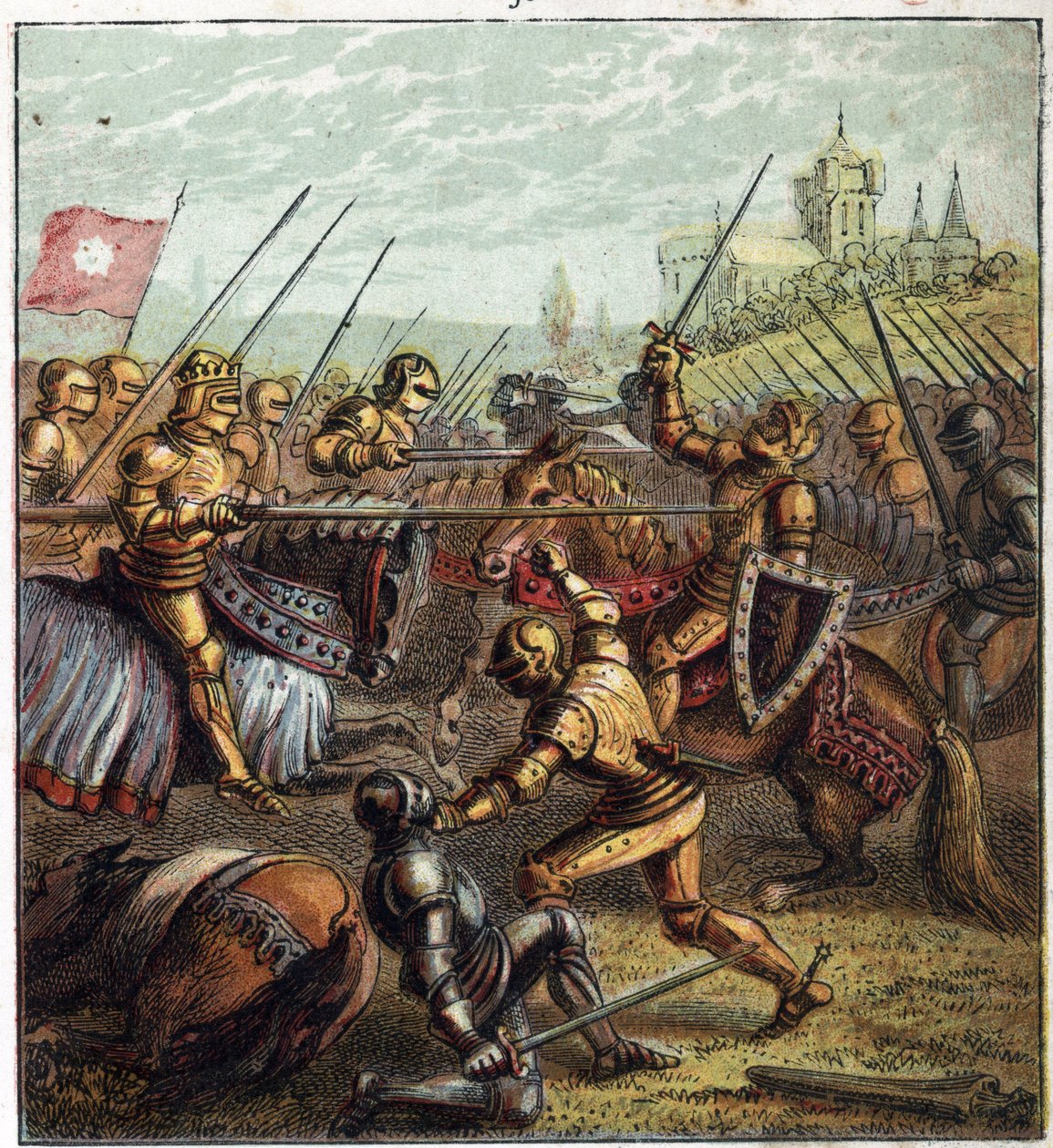 War of the Two Roses (1455-1485); Battle of Tewkesbury (4 May 1471). Illustration of the English Civil War born by the division of the successors of King Edward III (1327-1377) into two branches. Battle of Tewkesbury: the last battle in the war of the Rose 作者 英语学校