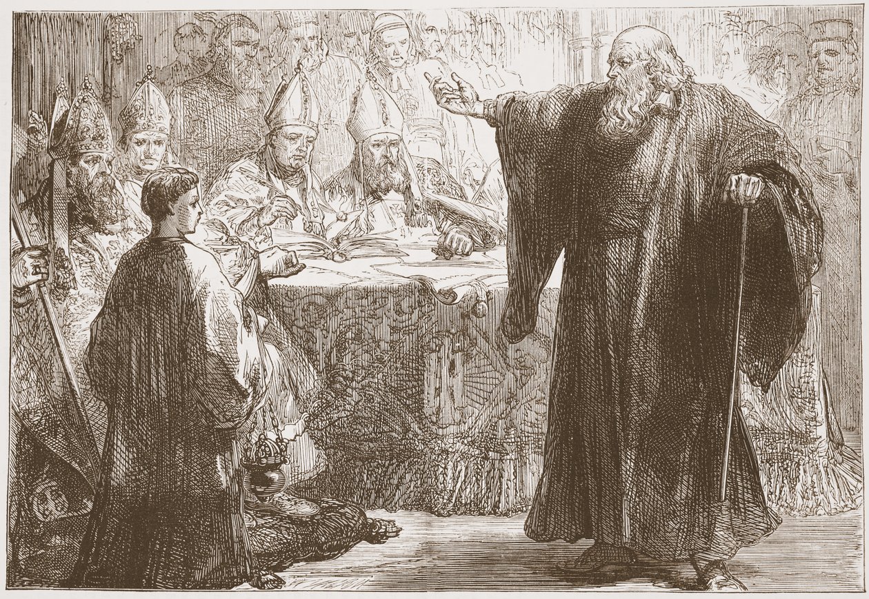 Wicliffe在牛津大学举行之前，插图来自James Aitken Wylie的新教历史（1808-1890），酒吧。 1878年 作者 英语学校