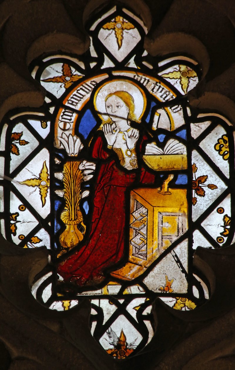 Window St Nectan Chapel Ew在天使报喜中描绘圣母玛利亚 作者 英语学校