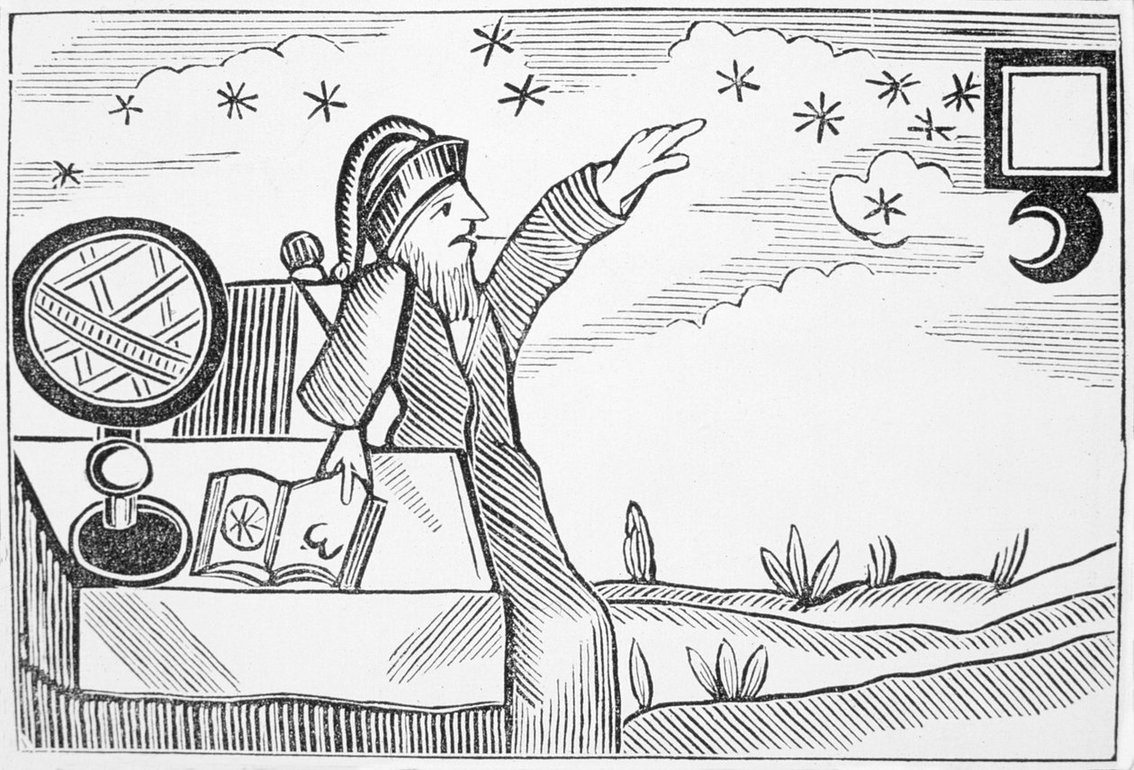 向导咨询月亮和星星，从esoterica的丛书集合中的插图 作者 英语学校