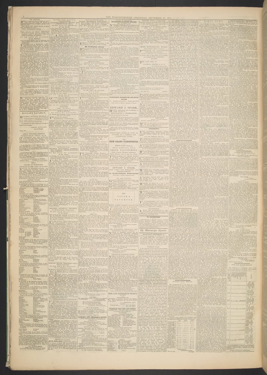 伍斯特郡纪事报》，1871 年 9 月 27 日（新闻纸） 作者 英语学校