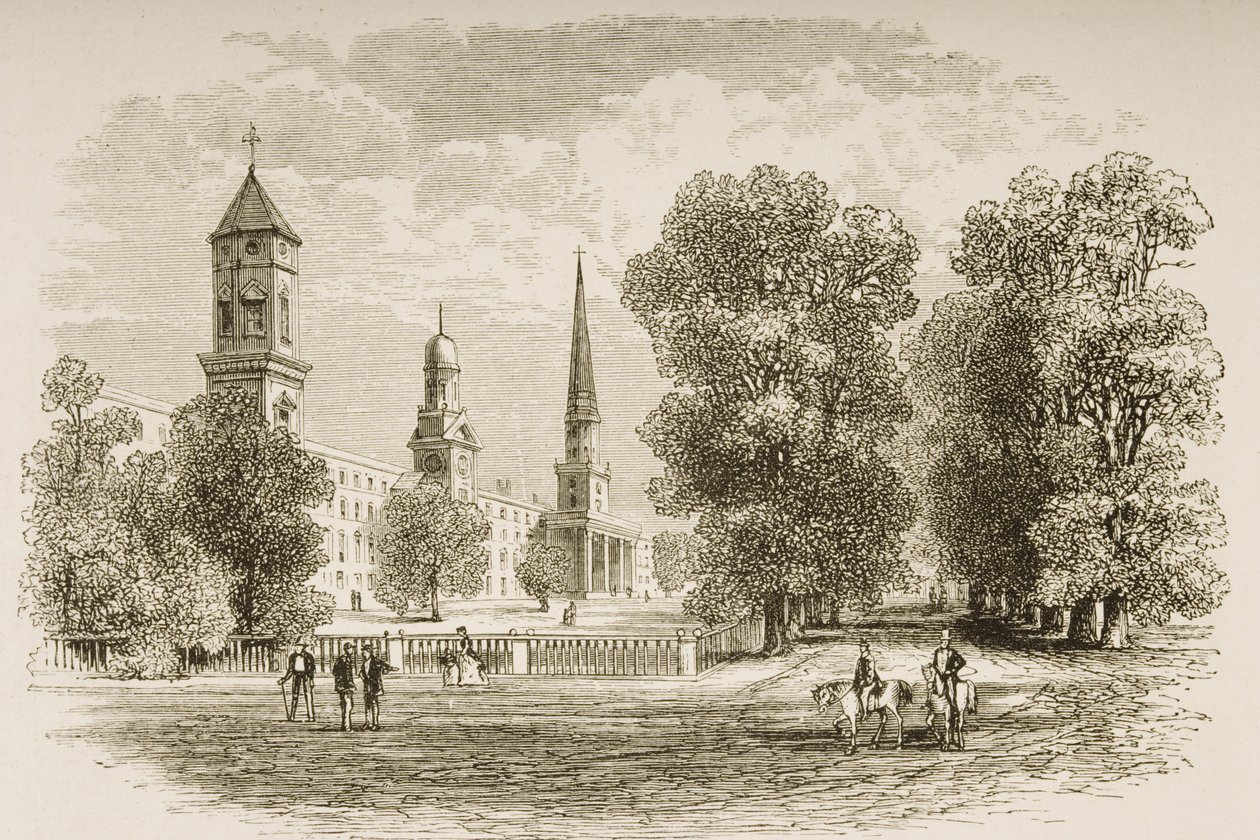 耶鲁大学，纽黑文，1870年，来自1876年宗教学会出版的“美国图片” 作者 英语学校