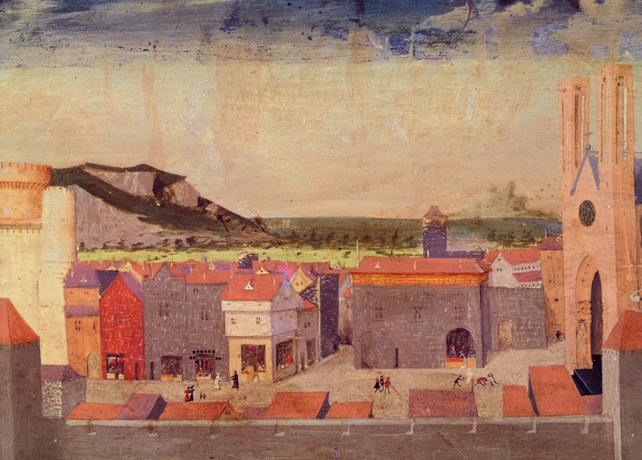 公共广场的Chartreuse du ValdeBénédiction，详细信息来自圣母加冕典礼，1453-54 作者 Enguerrand Quarton