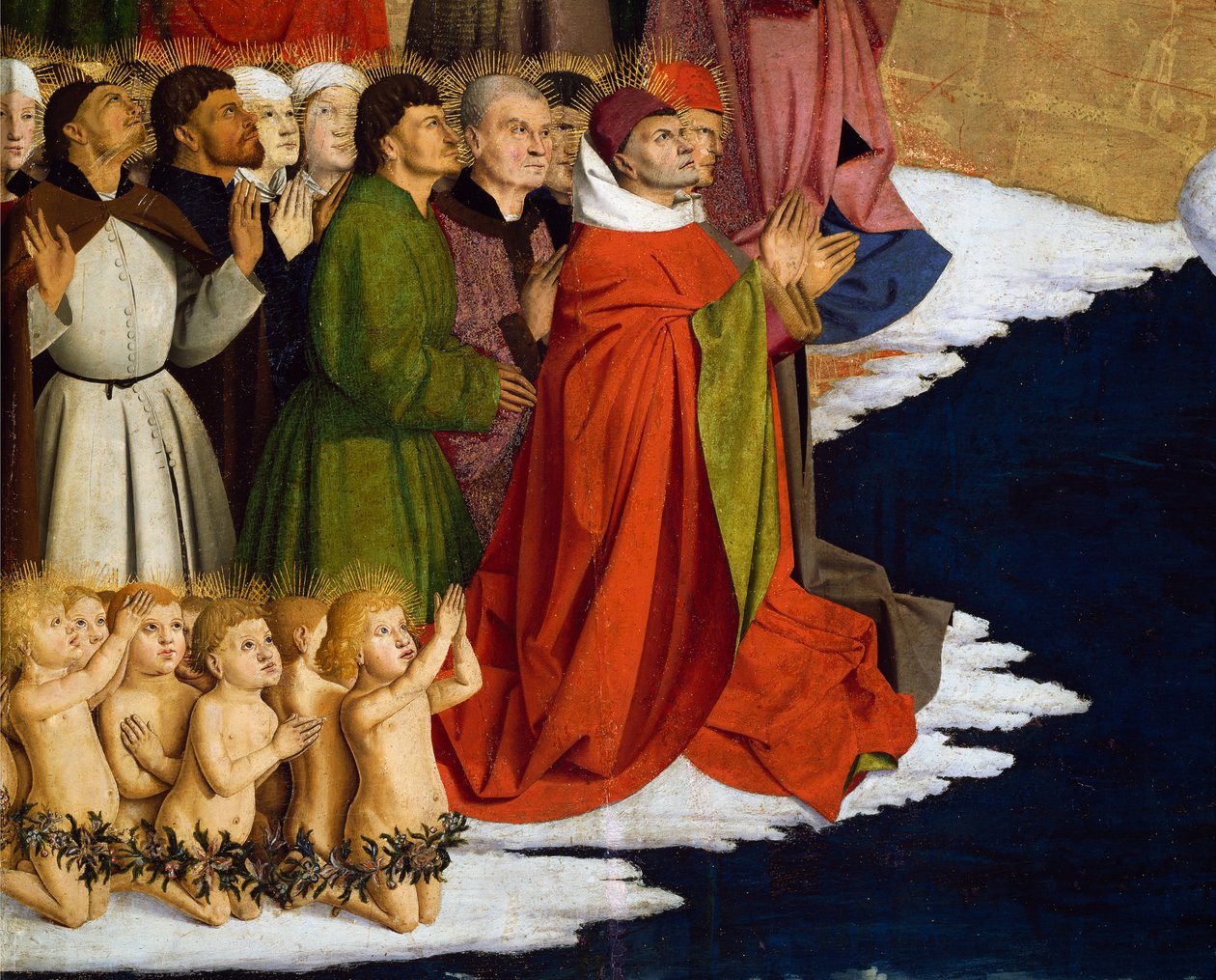 Baptizing men and children, detail from Coronation of Virgin Altarpiece 作者 Enguerrand Quarton