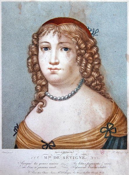 塞维涅夫人的肖像，19世纪初（彩色版画）。 作者 Ennemond Alexandre（之后）Petitot