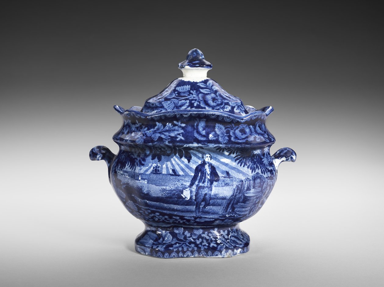 糖罐，约1818-46年（带转移打印的铅釉陶器） 作者 伊诺克·伍德和儿子