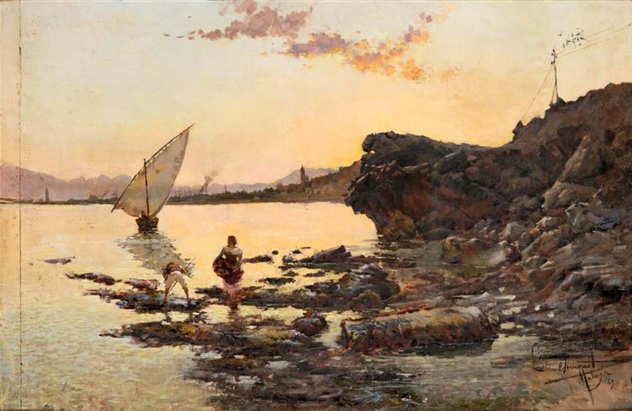 Playa de Malaga al atardecerRoyal海滩和黄昏 作者 恩里克·西蒙内