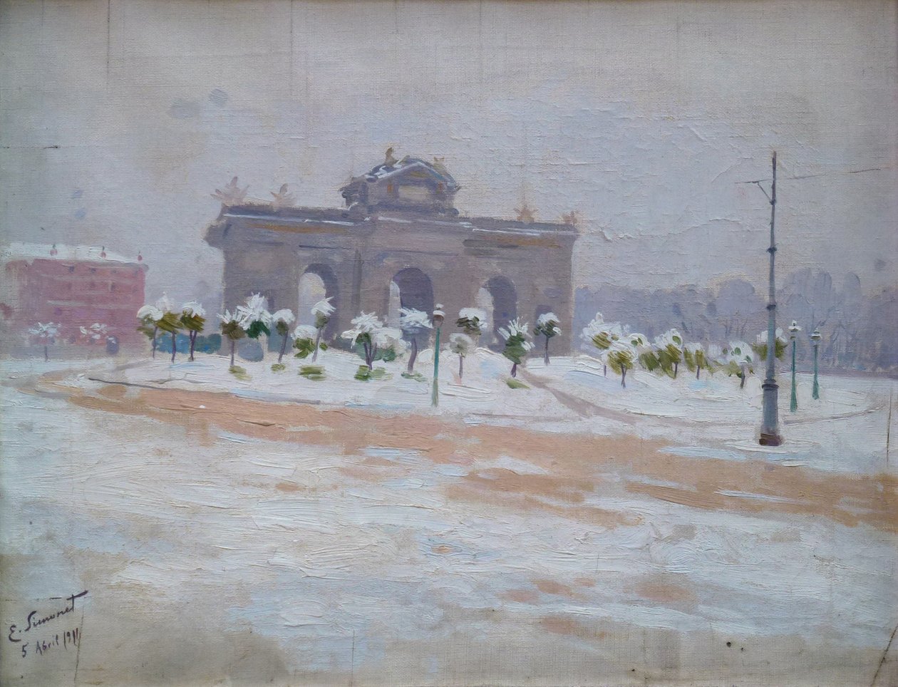 Puerta de Alcala nevadaSnow覆盖了Puerta de Alcala 作者 恩里克·西蒙内