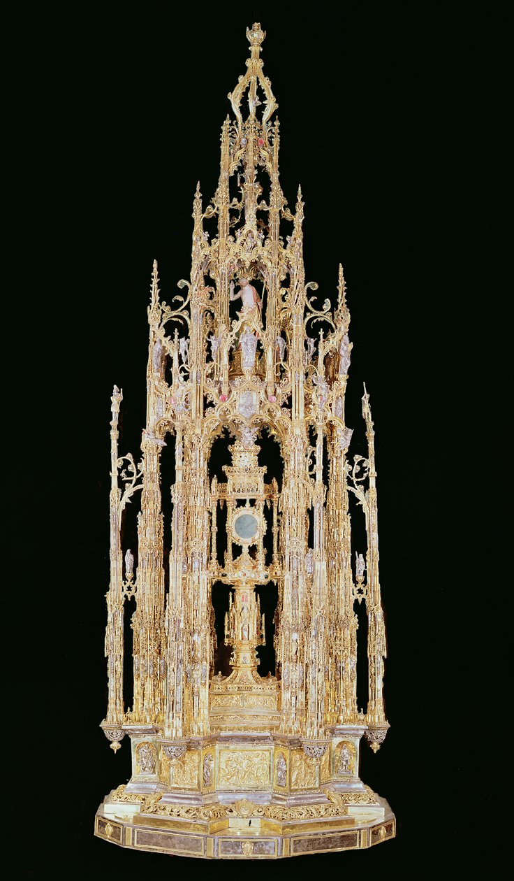 游行Custodia，1515-24，包含Jaume Almirich，巴塞罗那，1495-99（银镀金，黄金和宝石）的Monstrance 作者 恩里克·德·阿尔夫
