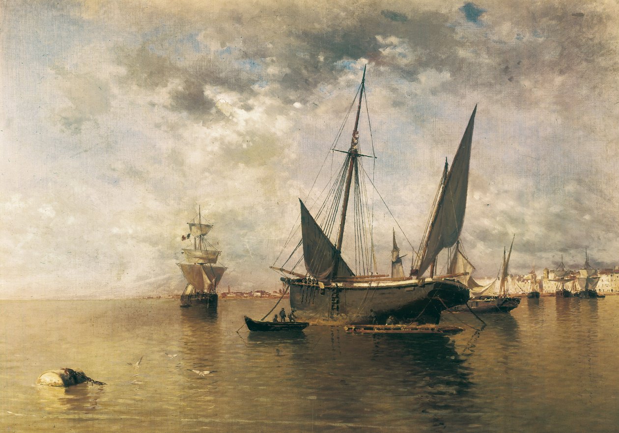 马拉加港。1885（布面油画） 作者 恩里克佛罗里达伯尼尔斯