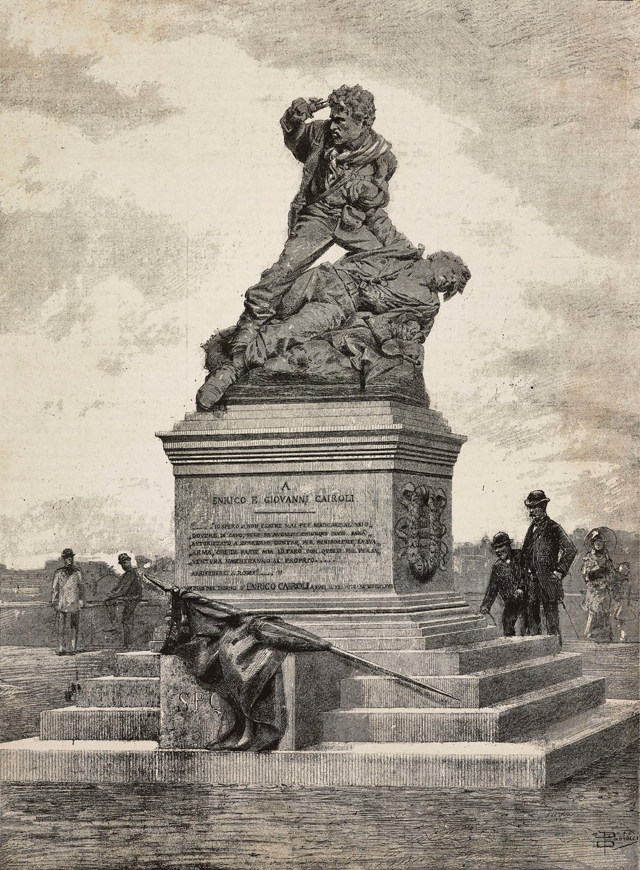 意大利爱国者恩里科（1840-1867 年）和乔瓦尼-卡伊罗利（1842-1869 年）纪念碑，雕塑家埃尔科勒-罗萨（1846-1893 年）创作的青铜群雕，意大利罗马品契安山上 作者 埃尔科尔·罗莎