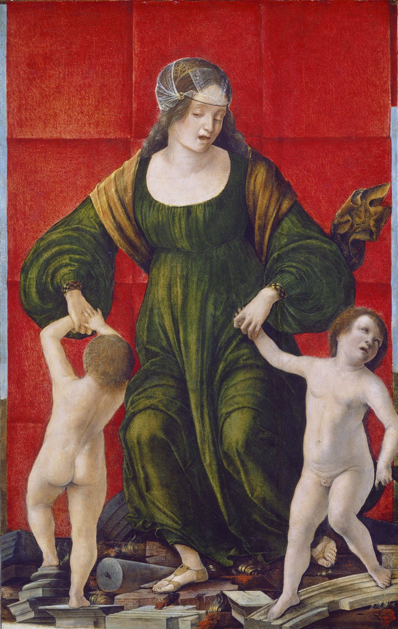 Hasdrubal和她的孩子的妻子，c.1490-3（杨树面板上的蛋彩画） 作者 罗伯蒂（Ercole de Roberti）