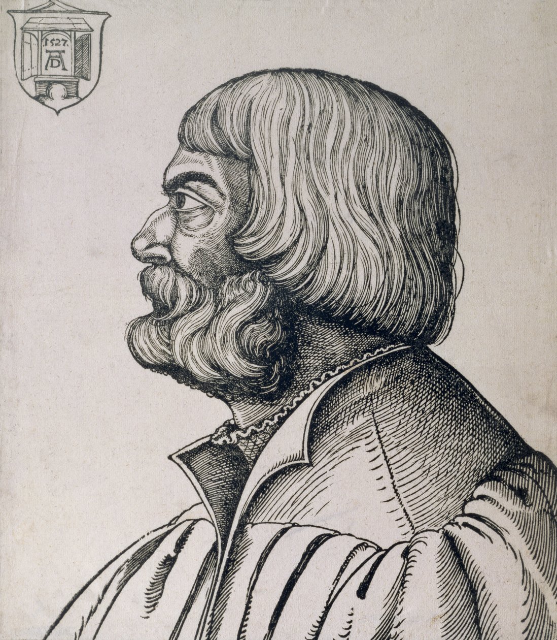 侧面肖像Albrecht Durer（1471-1528），1527 作者 埃哈德·舍恩（Erhard Schon）