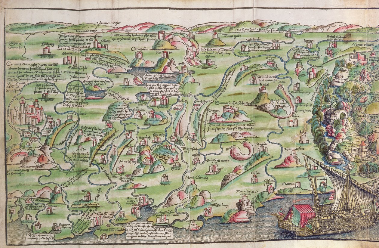 耶路撒冷城地图，选自 Bernhard von Breydenbach（1440-97 年）的《Peregrinatio in Terram Sanctam》。 作者 艾哈德·鲁威奇