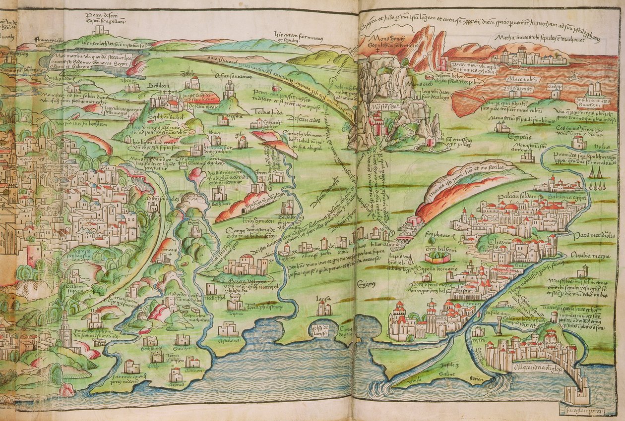 耶路撒冷城地图，选自 Bernhard von Breydenbach（1440-97 年）的《Peregrinatio in Terram Sanctam》。 作者 艾哈德·鲁威奇