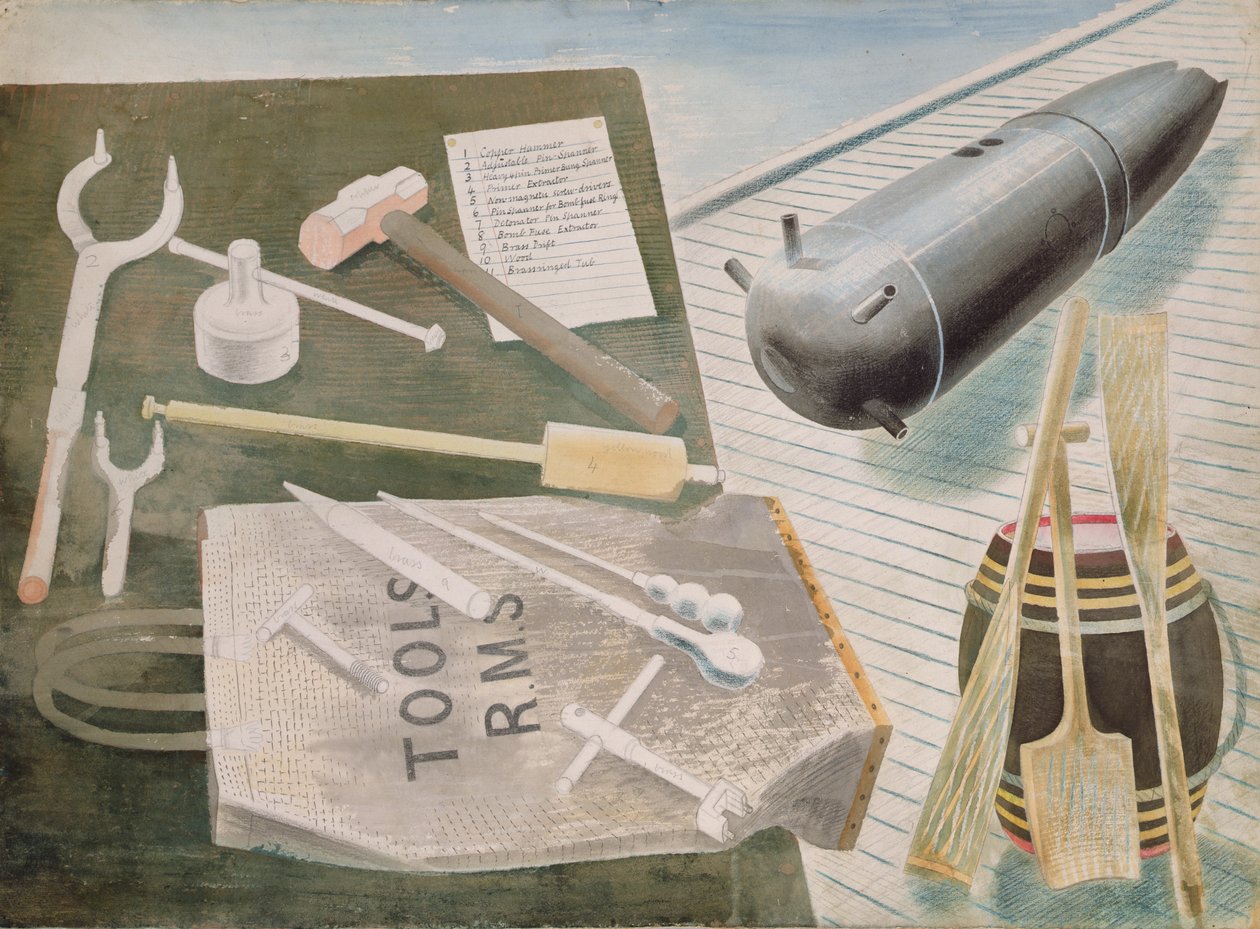 炸弹处理套件，c.1940 作者 埃里克·拉维鲁（Eric Ravilious）