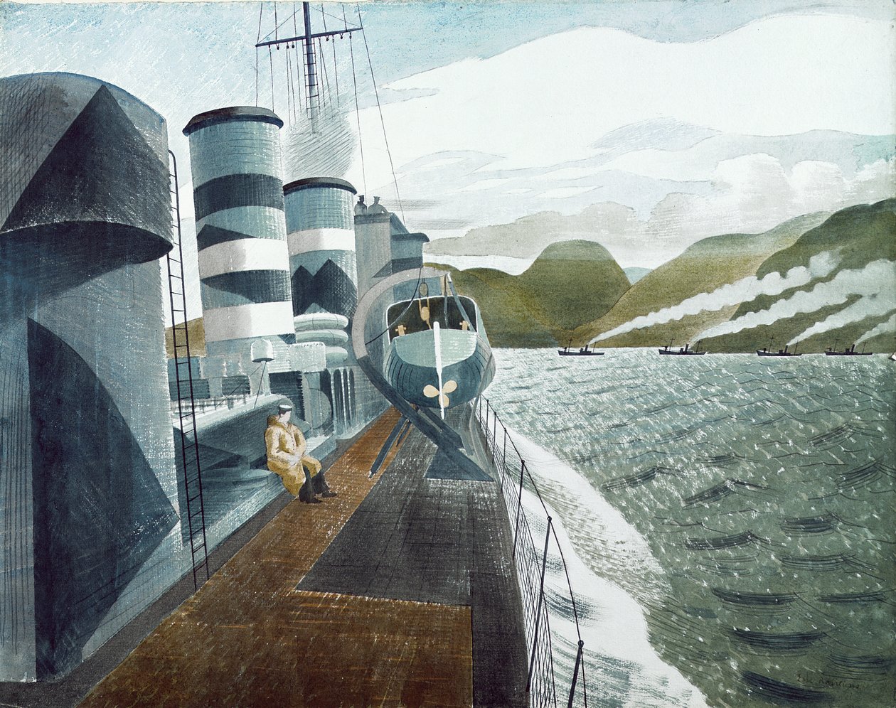 离开Scapa Flow（铅笔和wc在纸上） 作者 埃里克·拉维鲁（Eric Ravilious）
