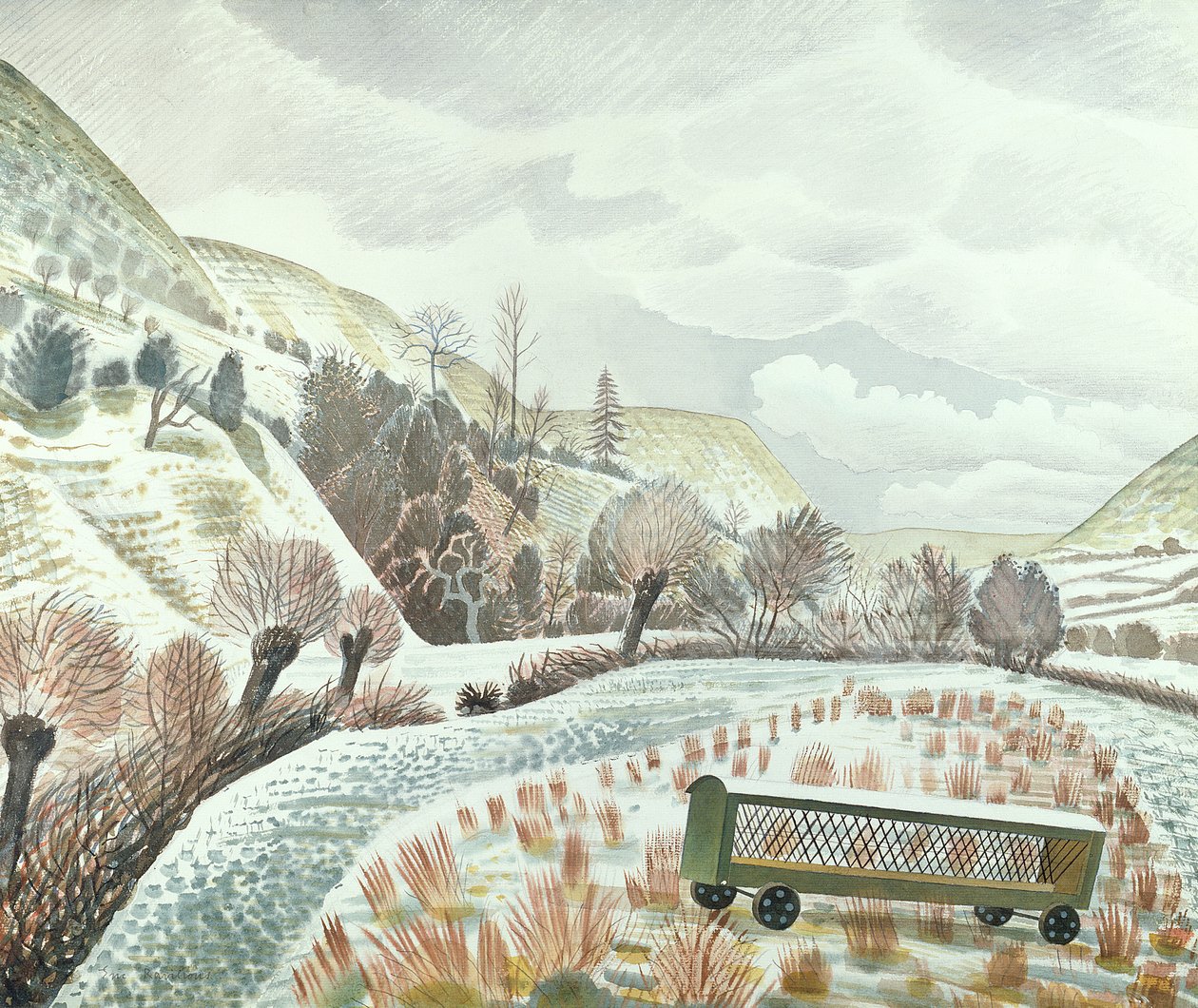 新年雪，1935年 作者 埃里克·拉维鲁（Eric Ravilious）