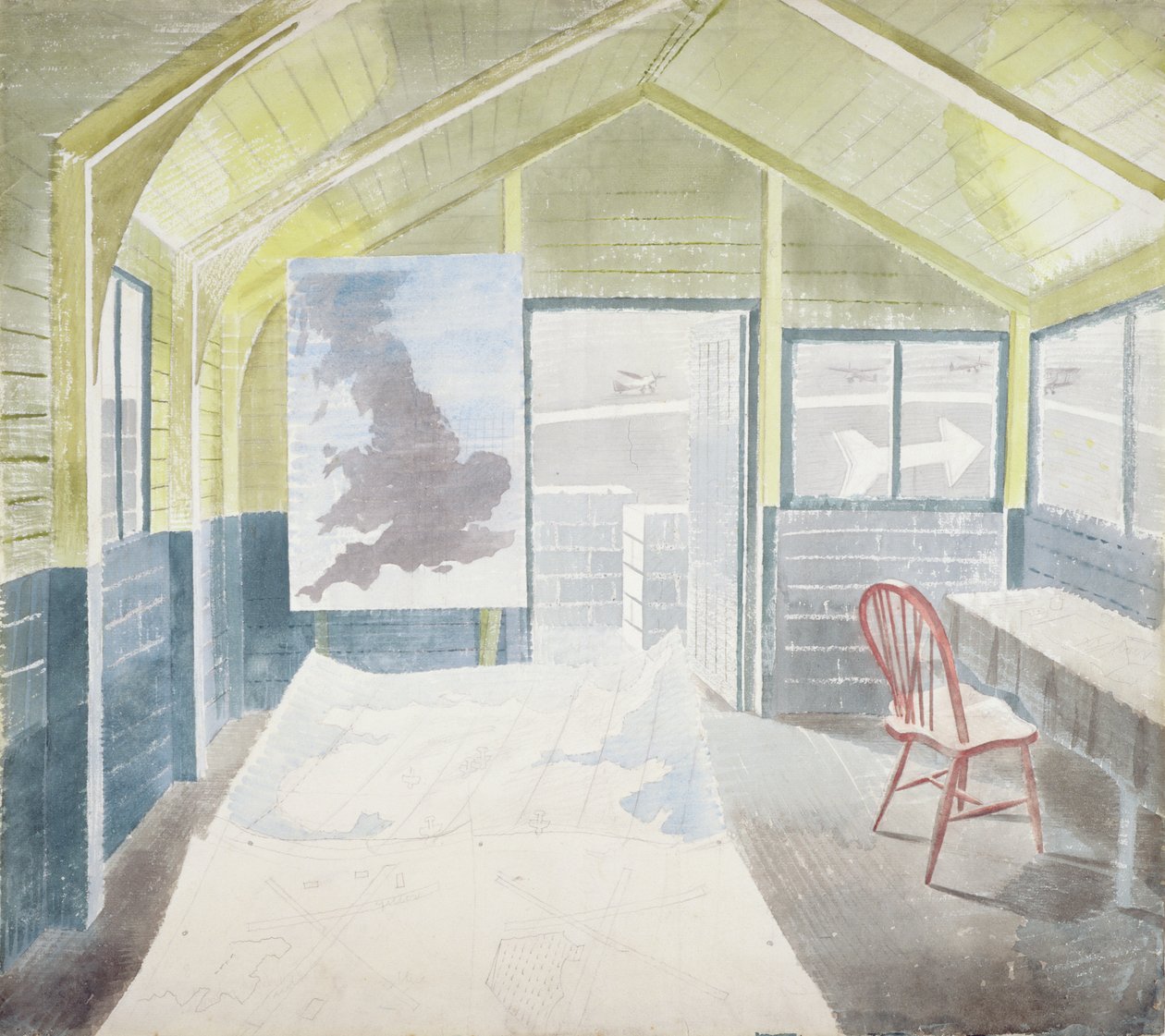 手术室（石墨和纸张上的wc） 作者 埃里克·拉维鲁（Eric Ravilious）
