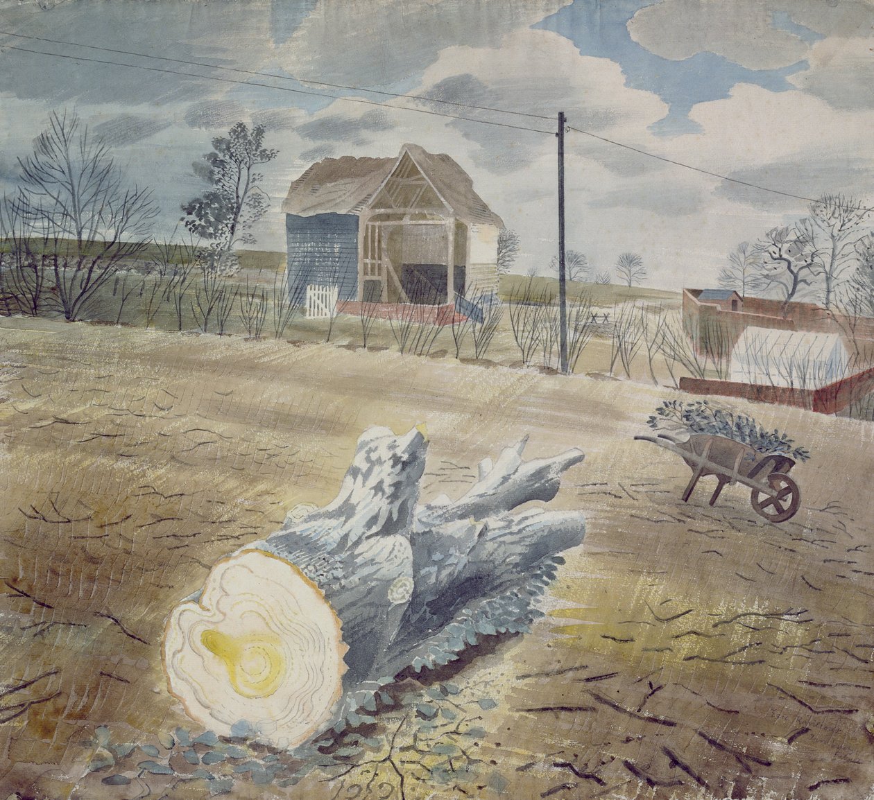 树干和独轮车 作者 埃里克·拉维鲁（Eric Ravilious）