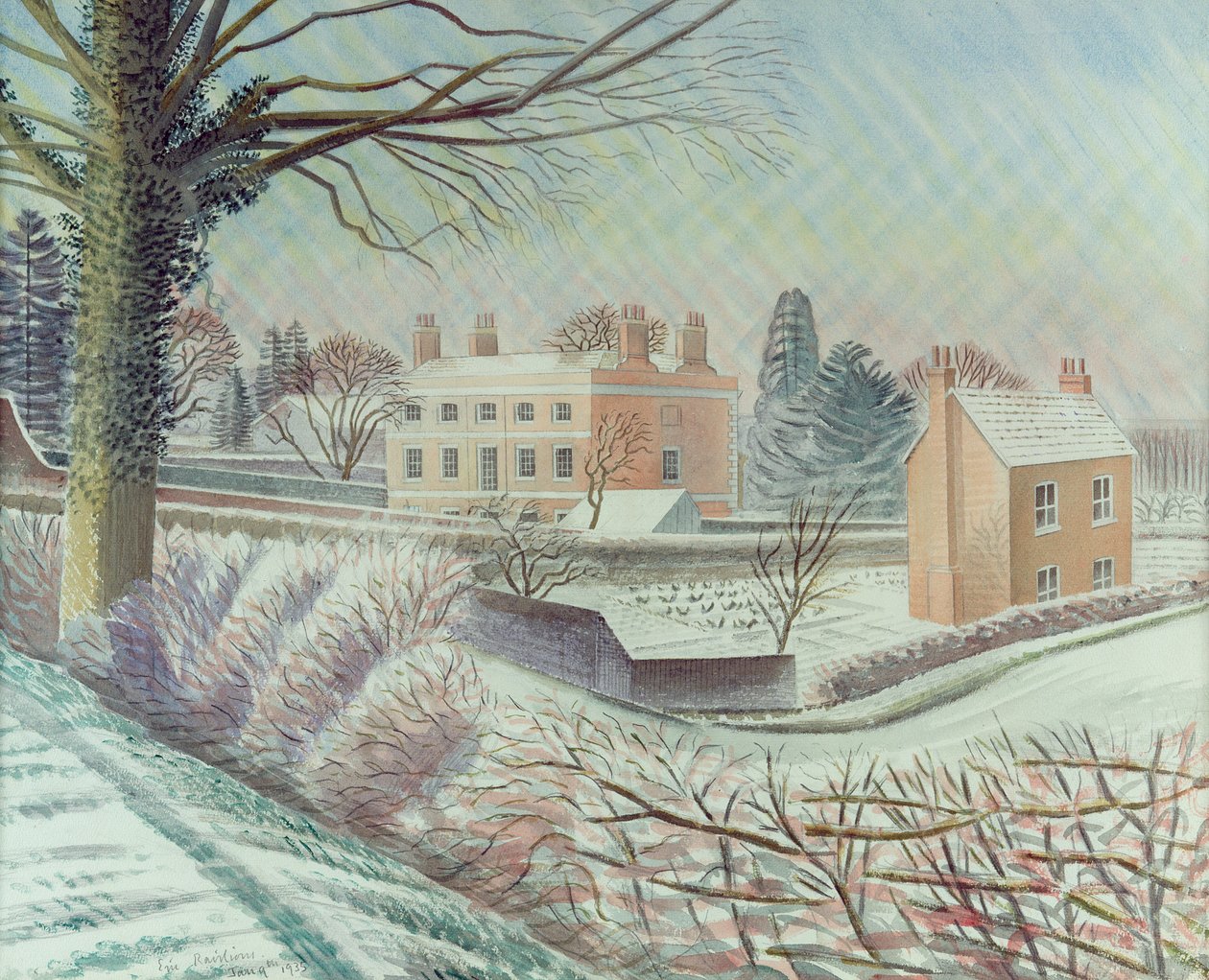 牧师在雪地里 作者 埃里克·拉维鲁（Eric Ravilious）