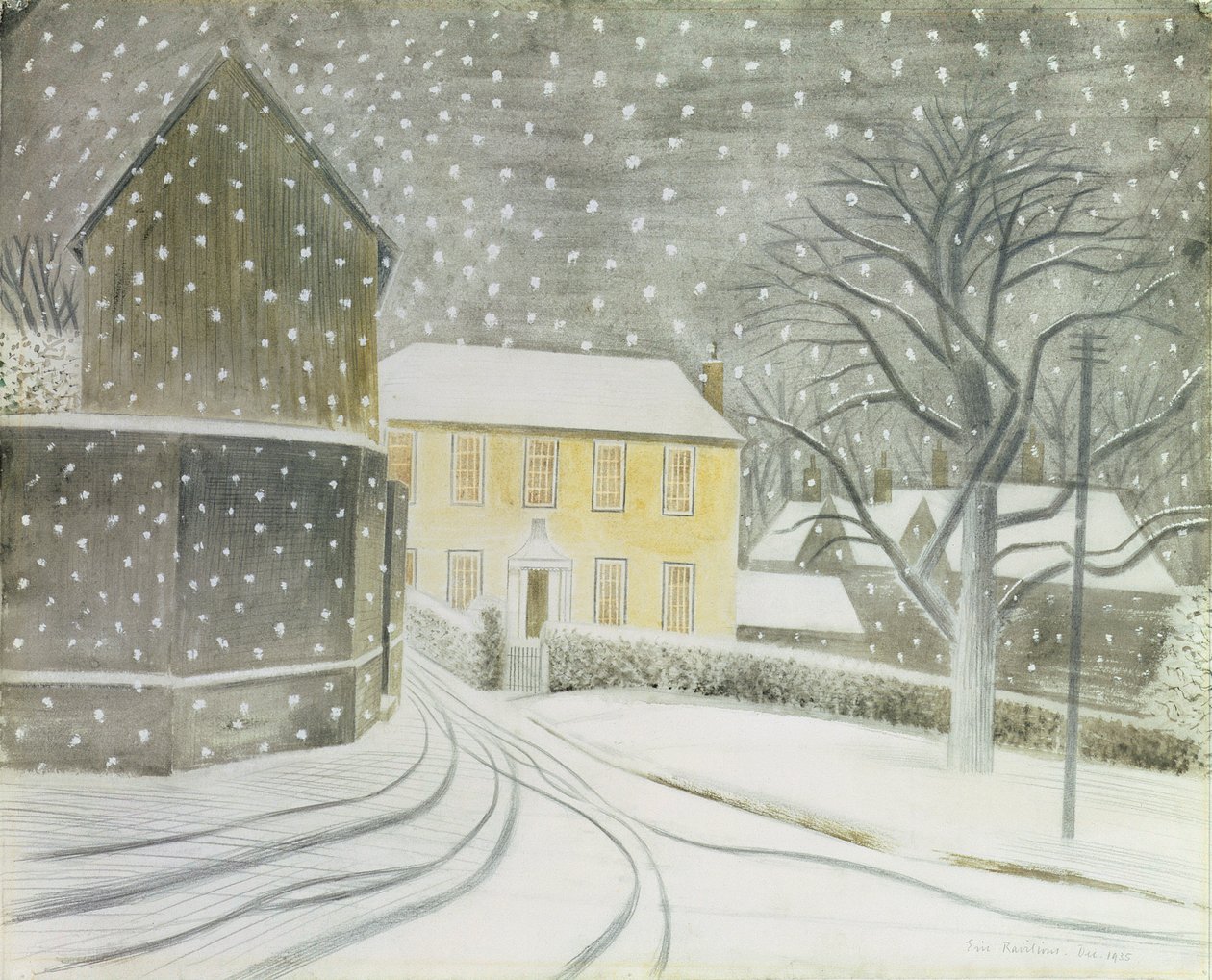 雪中的霍尔斯特德路 作者 埃里克·拉维鲁（Eric Ravilious）