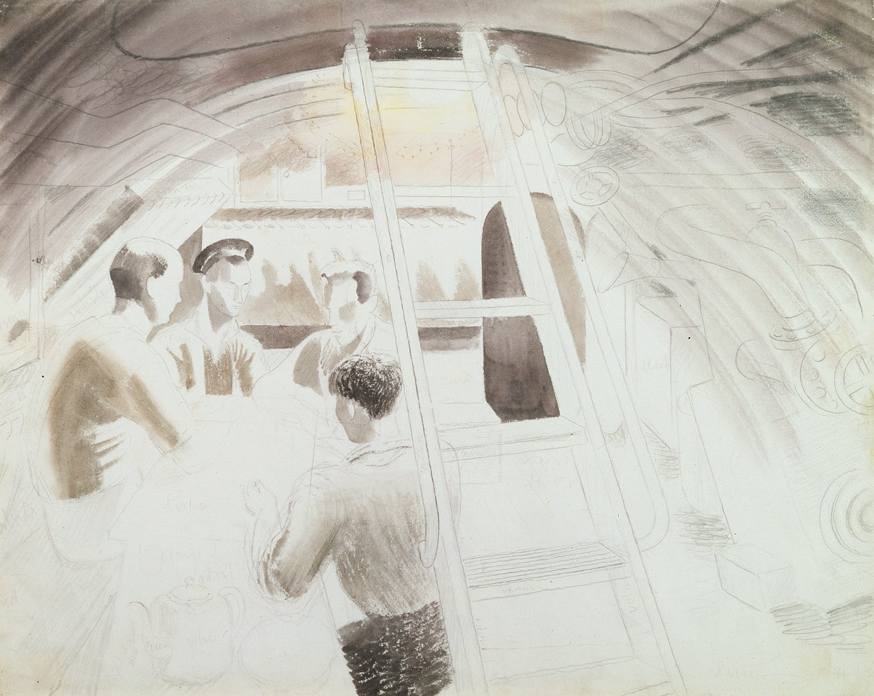 休息的男人（铅笔和洗） 作者 埃里克·拉维鲁（Eric Ravilious）