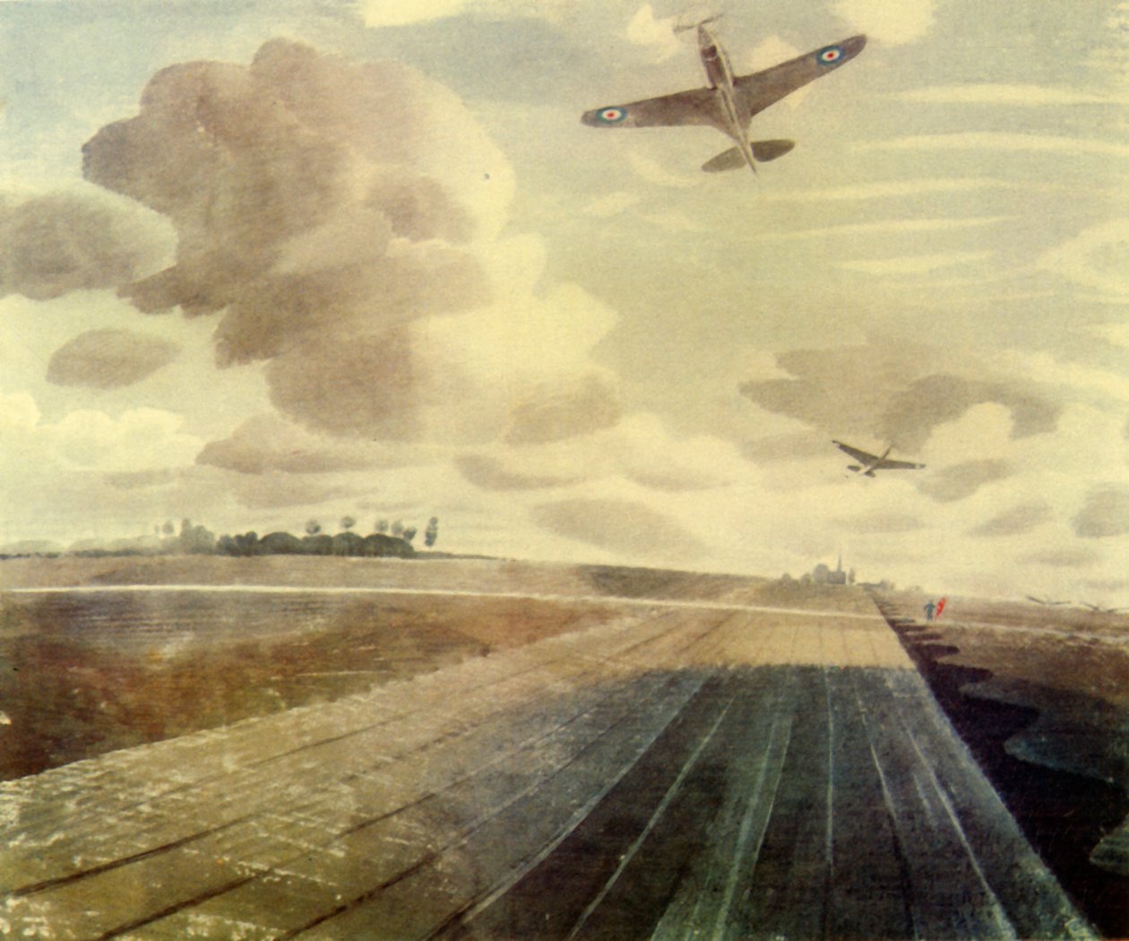 跑道透视》，1941年，1944年。   作者 埃里克·拉维鲁（Eric Ravilious）